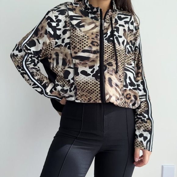 barbara lebek Leopard print zip front cardigan top - Picture 3 of 10
